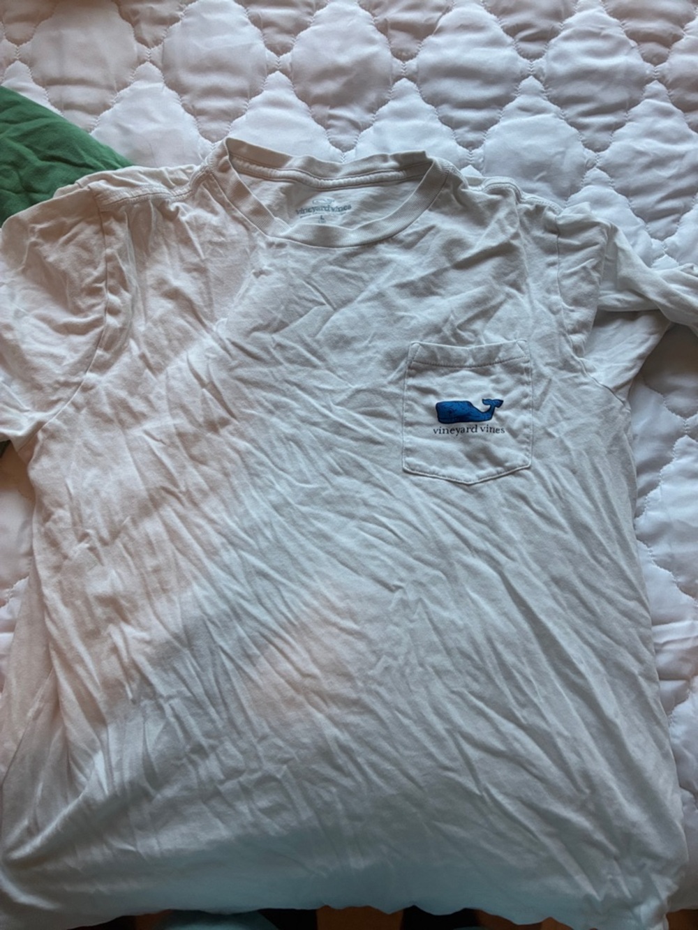 Vineyard Vines White Short Sleeve Pocket Tee with Blue Whale